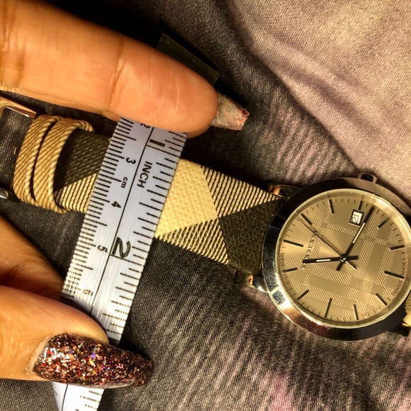 Burberry Unisex Canvas Strap Check Watch, Silver - Picture 7 of 7